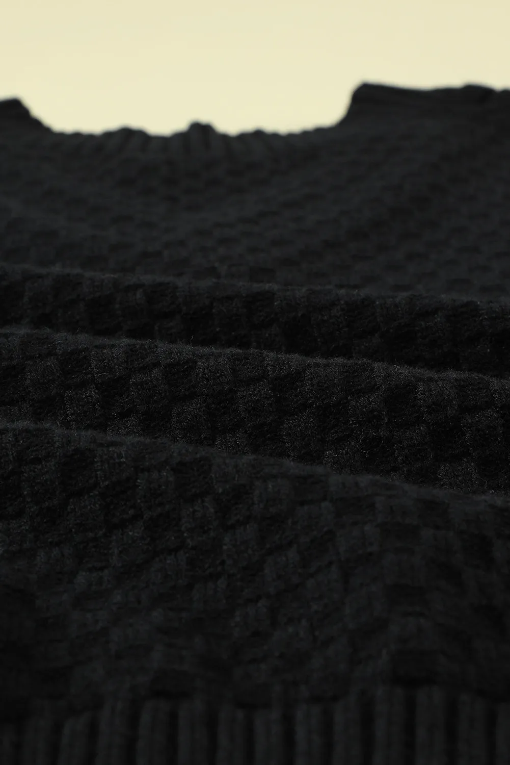 Black V-Neck Twist Knitted Vest Sweater