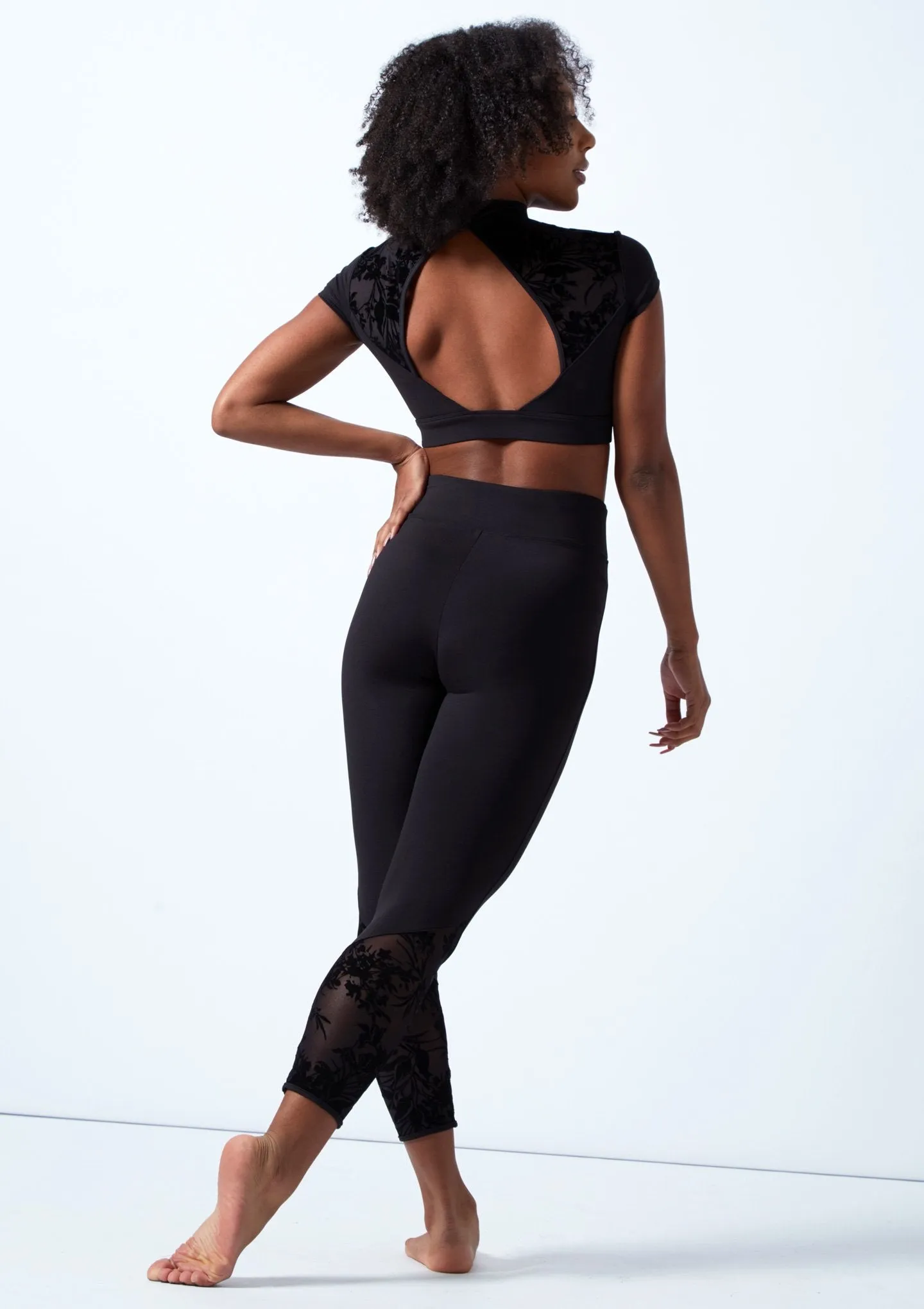 Bloch Black High Neck Cap Sleeve Crop Top