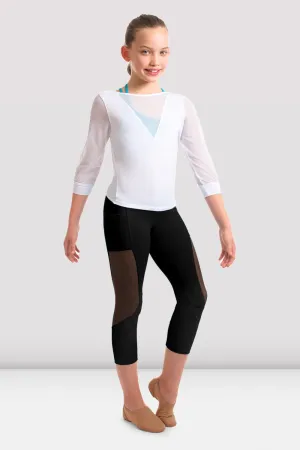 Bloch FT5072C Girls Jamei Mesh Panelled 3/4 Sleeve Top