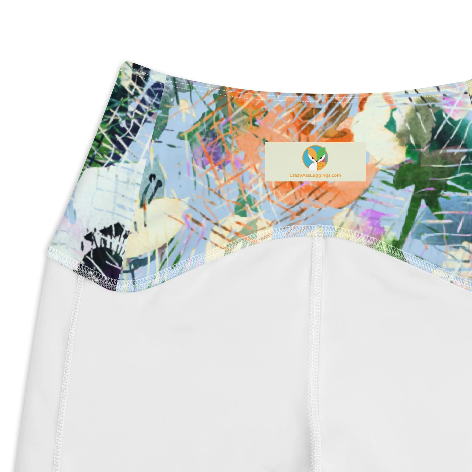 Blue Abstract Floral Leggings with pockets