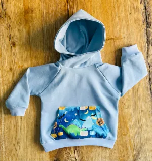 Blue Dinosaurs Hoodie - 3/6 months