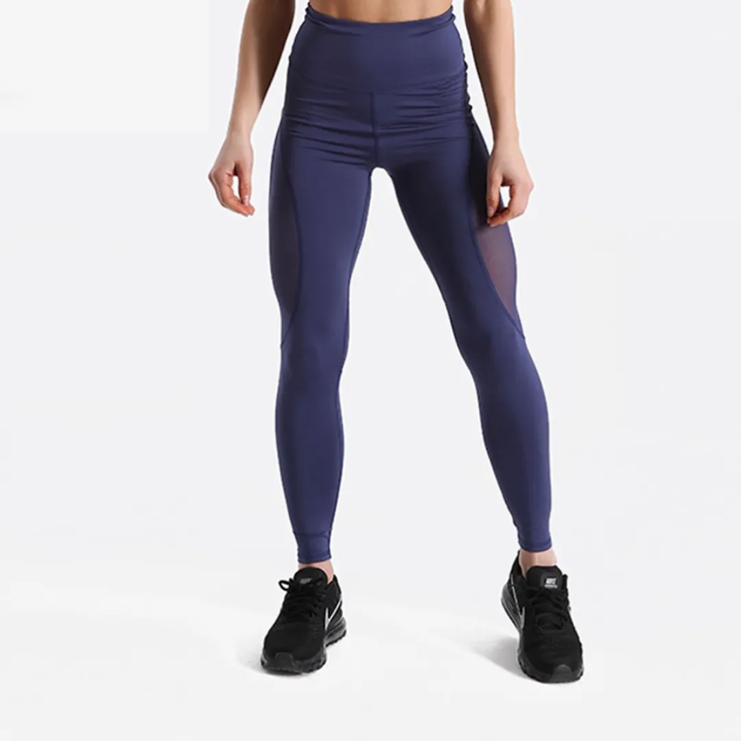 Blue Fitness leggings with mesh inserts