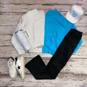 Blue/White Split Hoodie