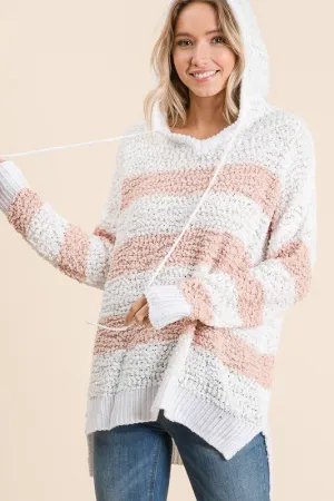 Blush Stripe Popcorn Hoodie Sweater 12/27/23 7803