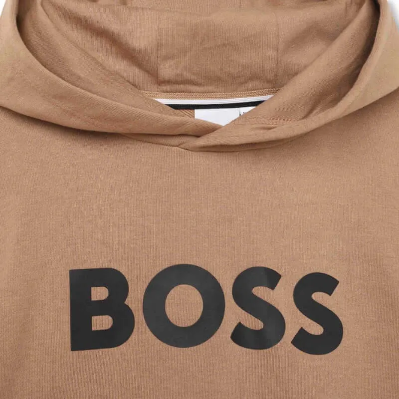 Boys Camel Hooded Logo Sweatshirt
