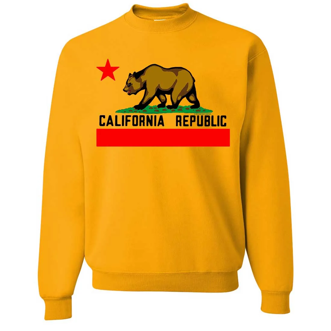 California Republic Borderless Bear Flag Black Text Crewneck Sweatshirt