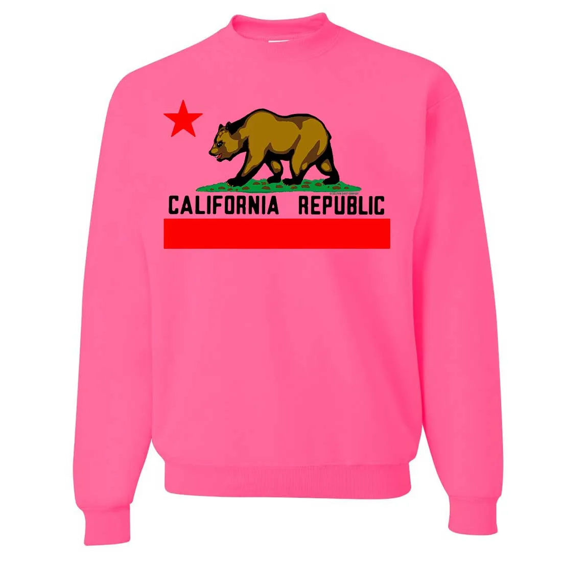 California Republic Borderless Bear Flag Black Text Crewneck Sweatshirt