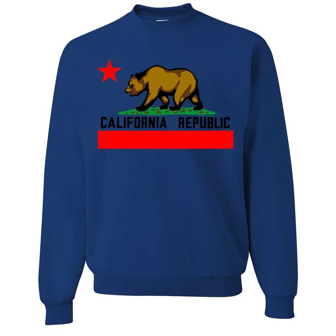 California Republic Borderless Bear Flag Black Text Crewneck Sweatshirt