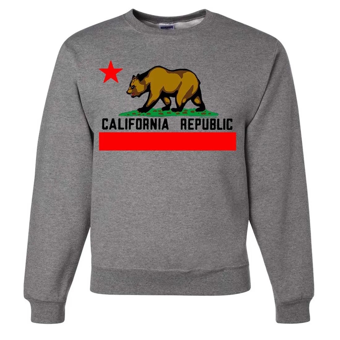 California Republic Borderless Bear Flag Black Text Crewneck Sweatshirt