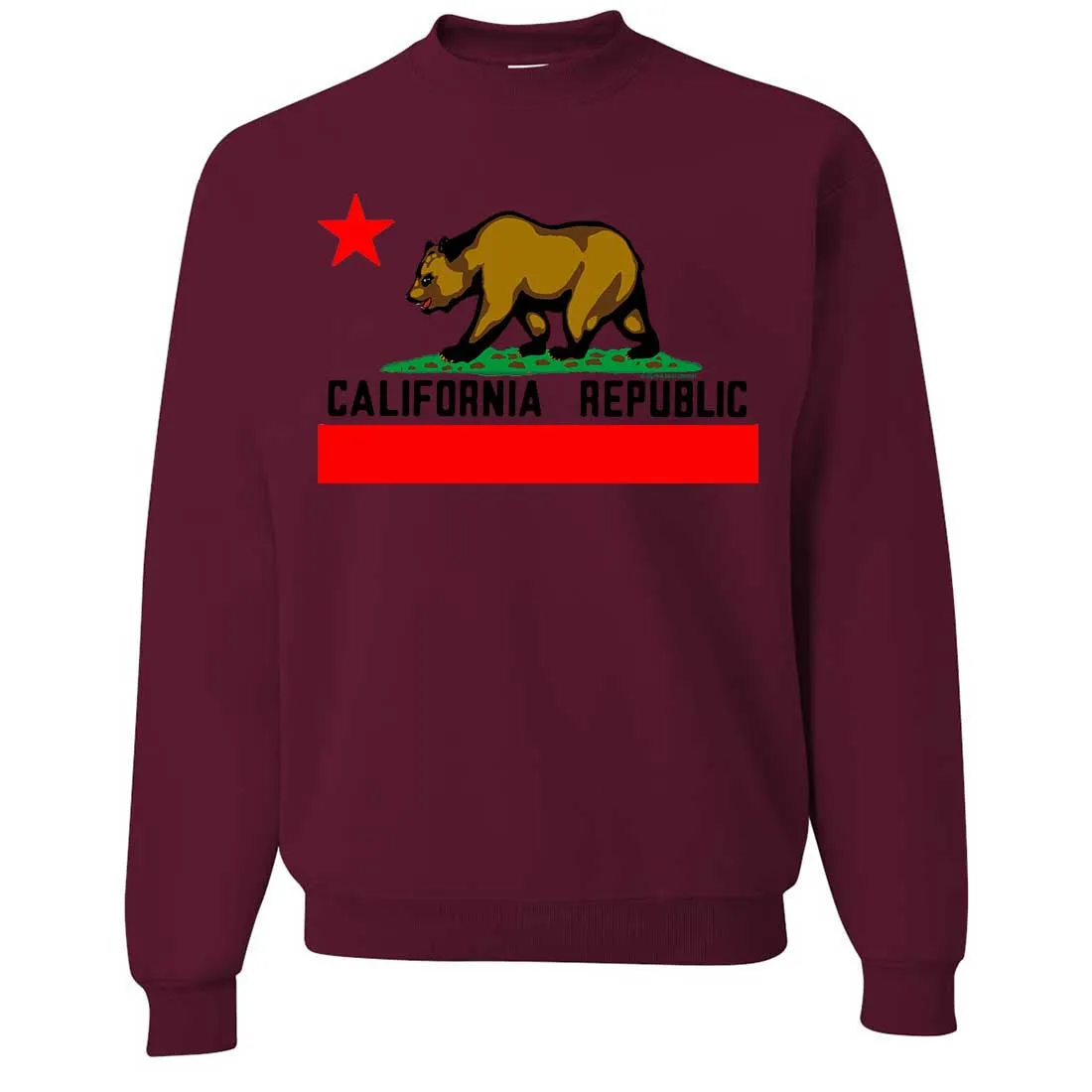 California Republic Borderless Bear Flag Black Text Crewneck Sweatshirt