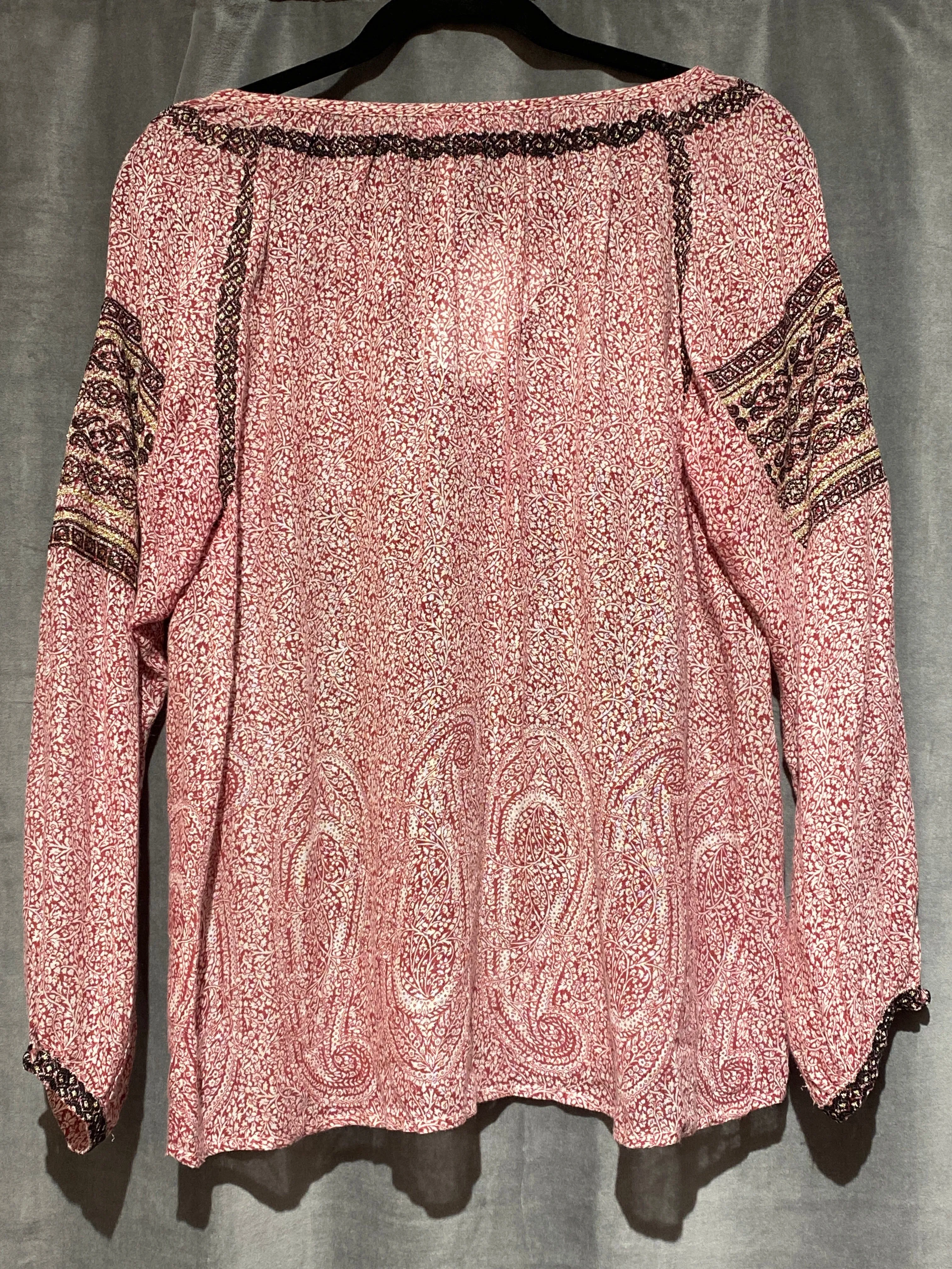 Calypso St. Barth Red Printed blouse V Neck with Strings