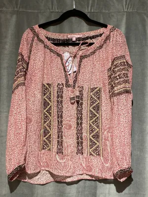 Calypso St. Barth Red Printed blouse V Neck with Strings