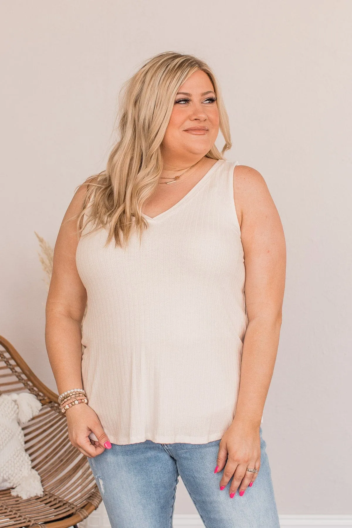Came To Win V-Neck Tank- Ivory