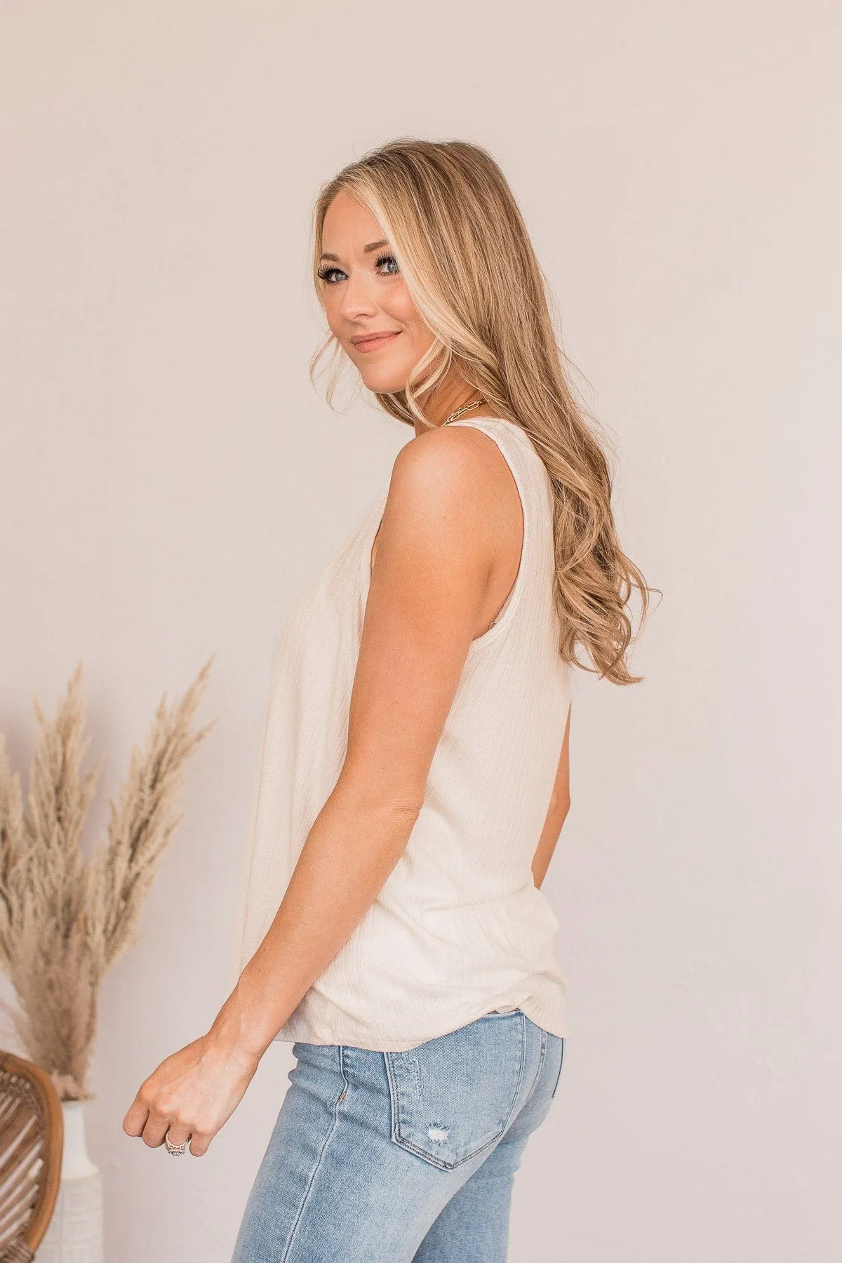Came To Win V-Neck Tank- Ivory