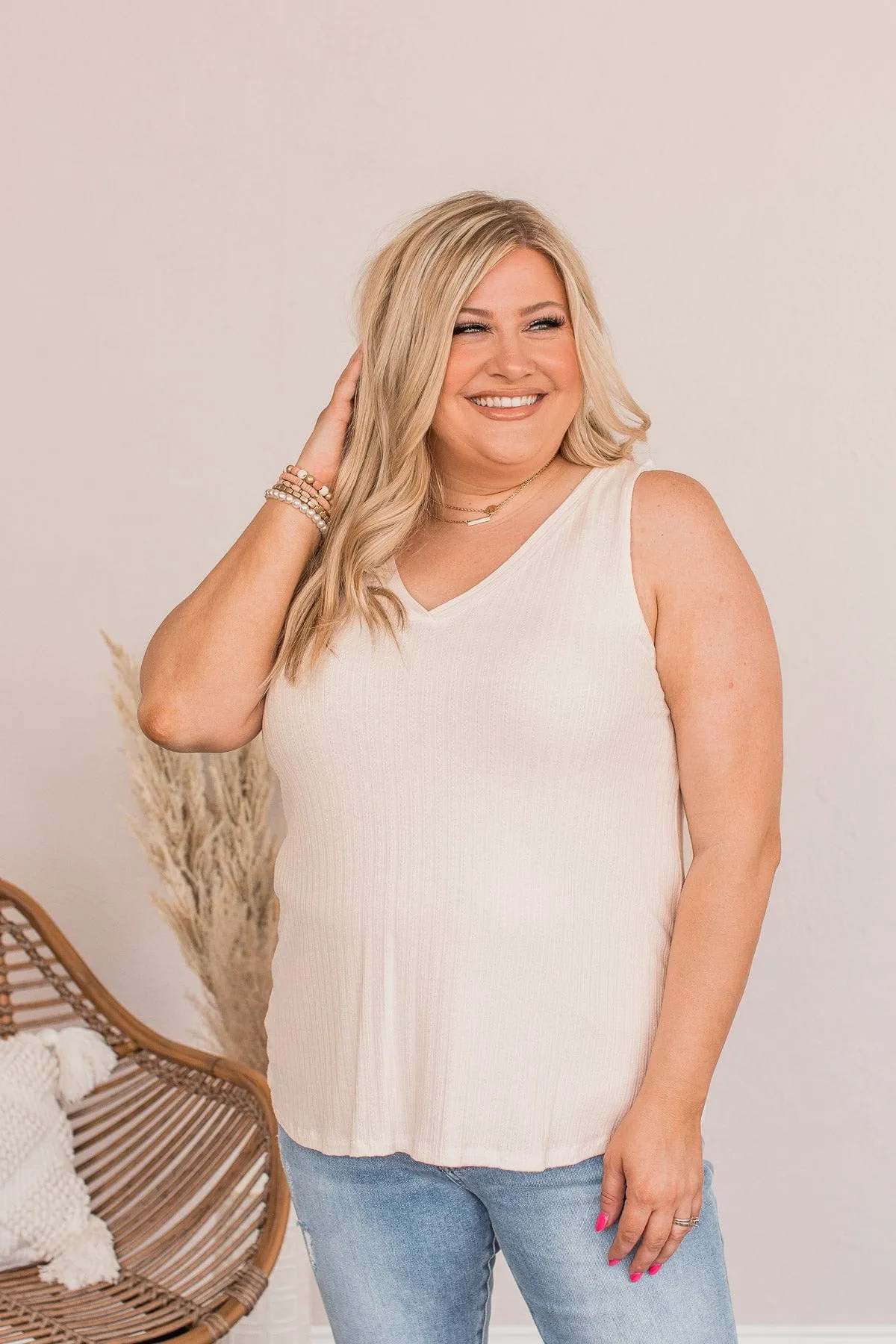Came To Win V-Neck Tank- Ivory