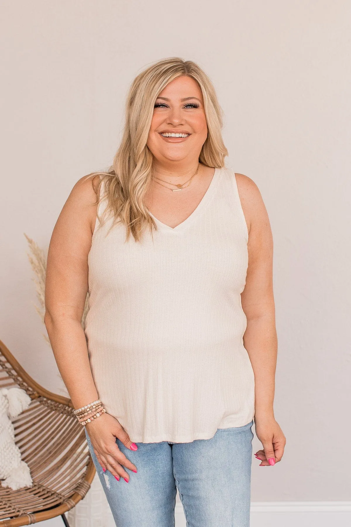 Came To Win V-Neck Tank- Ivory