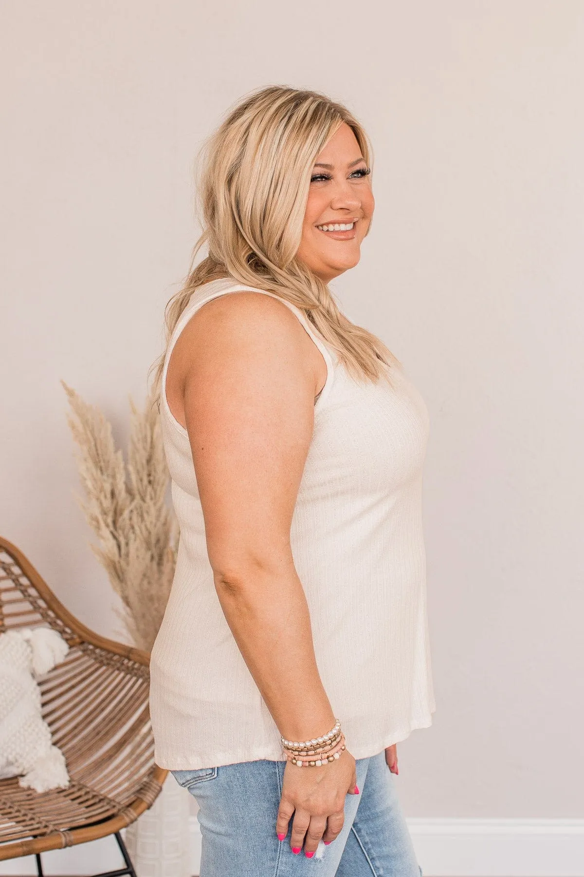Came To Win V-Neck Tank- Ivory