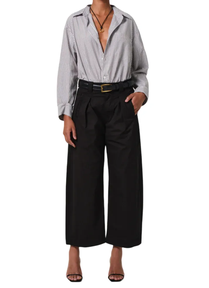 Cara Cropped Pleated Trouser - Black