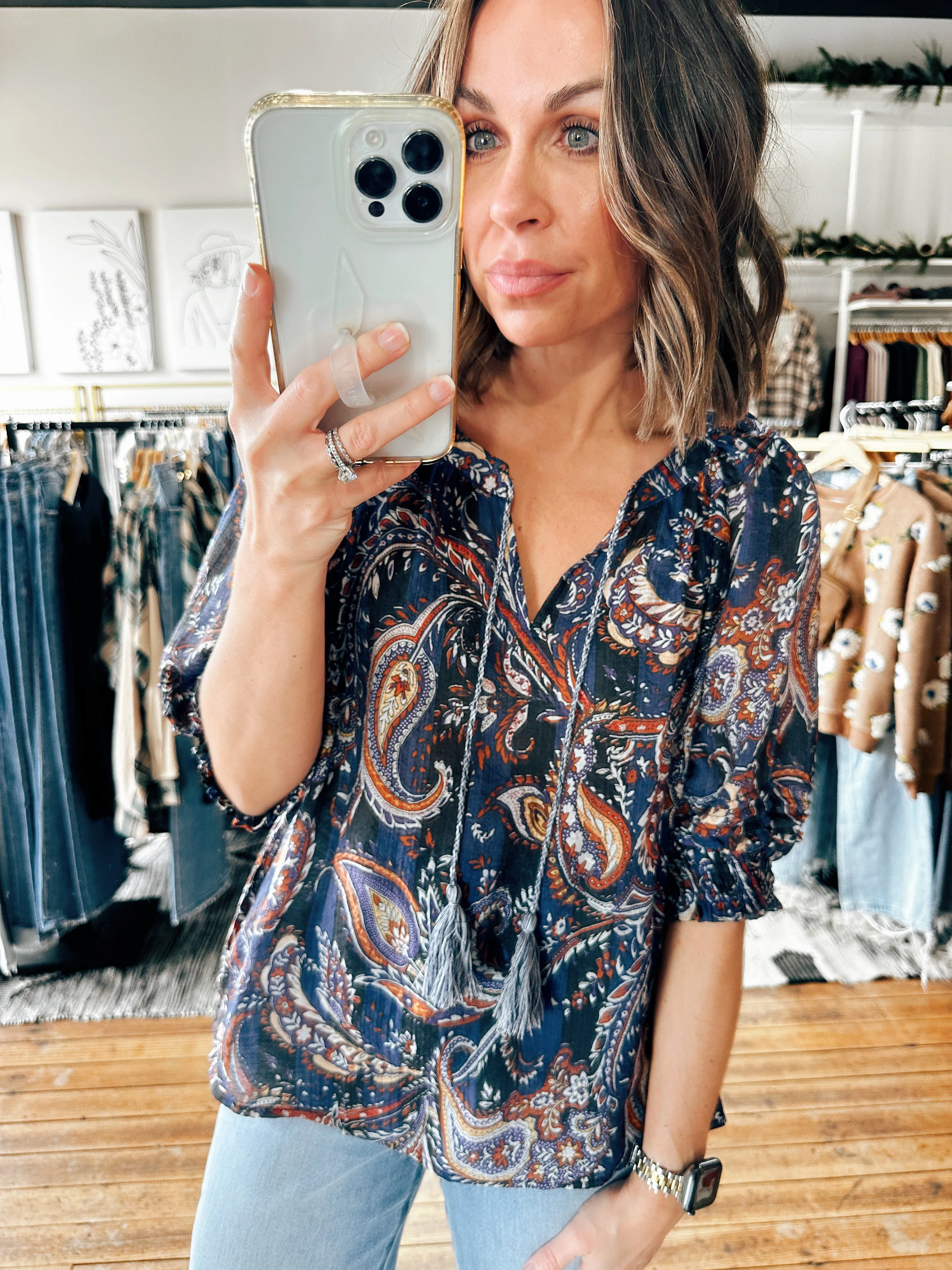 Cassidy 3/4 Sleeve Blouse -ALL SALES FINAL