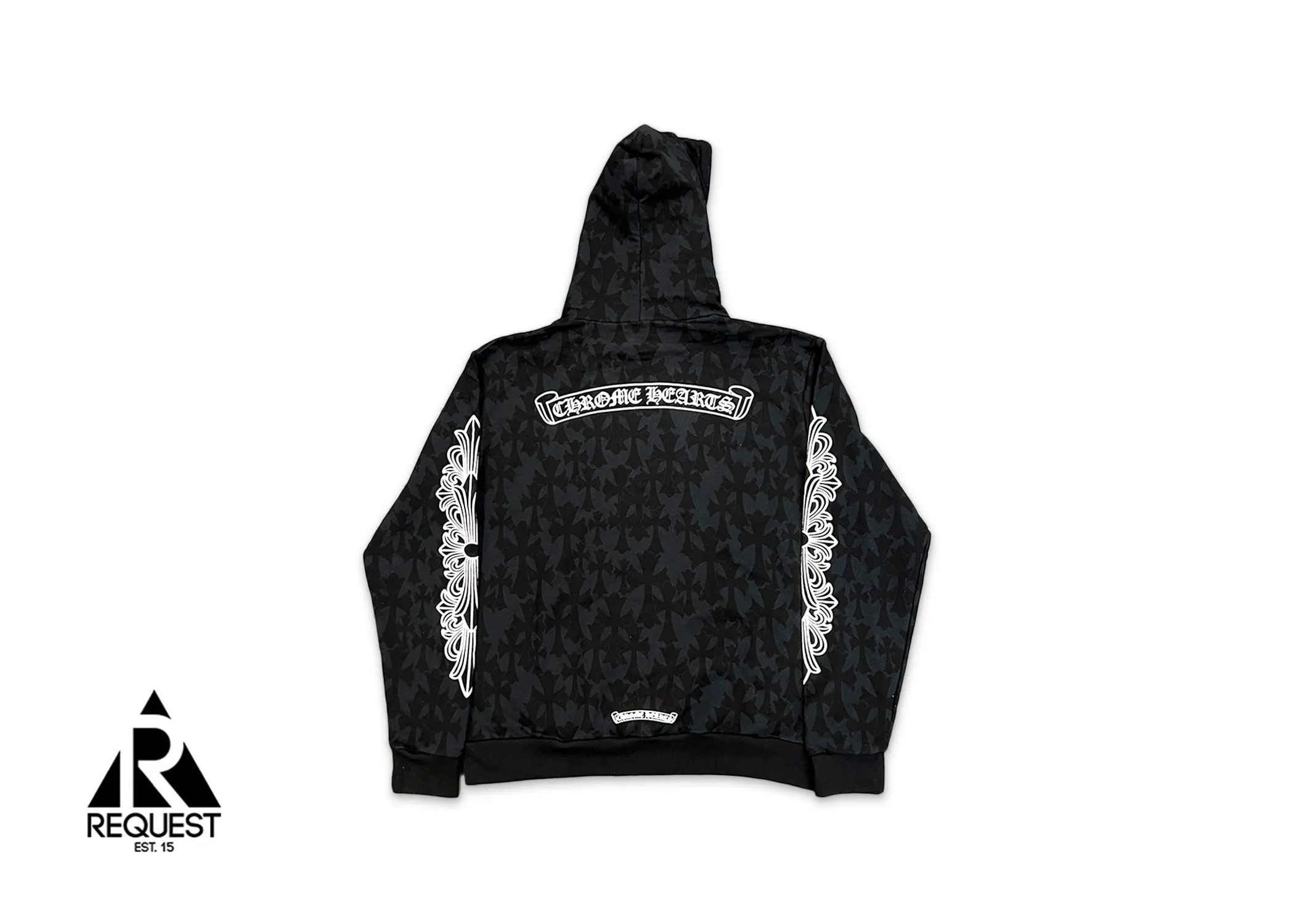 Cemetery Cross Print Pullover Hoodie "Black"