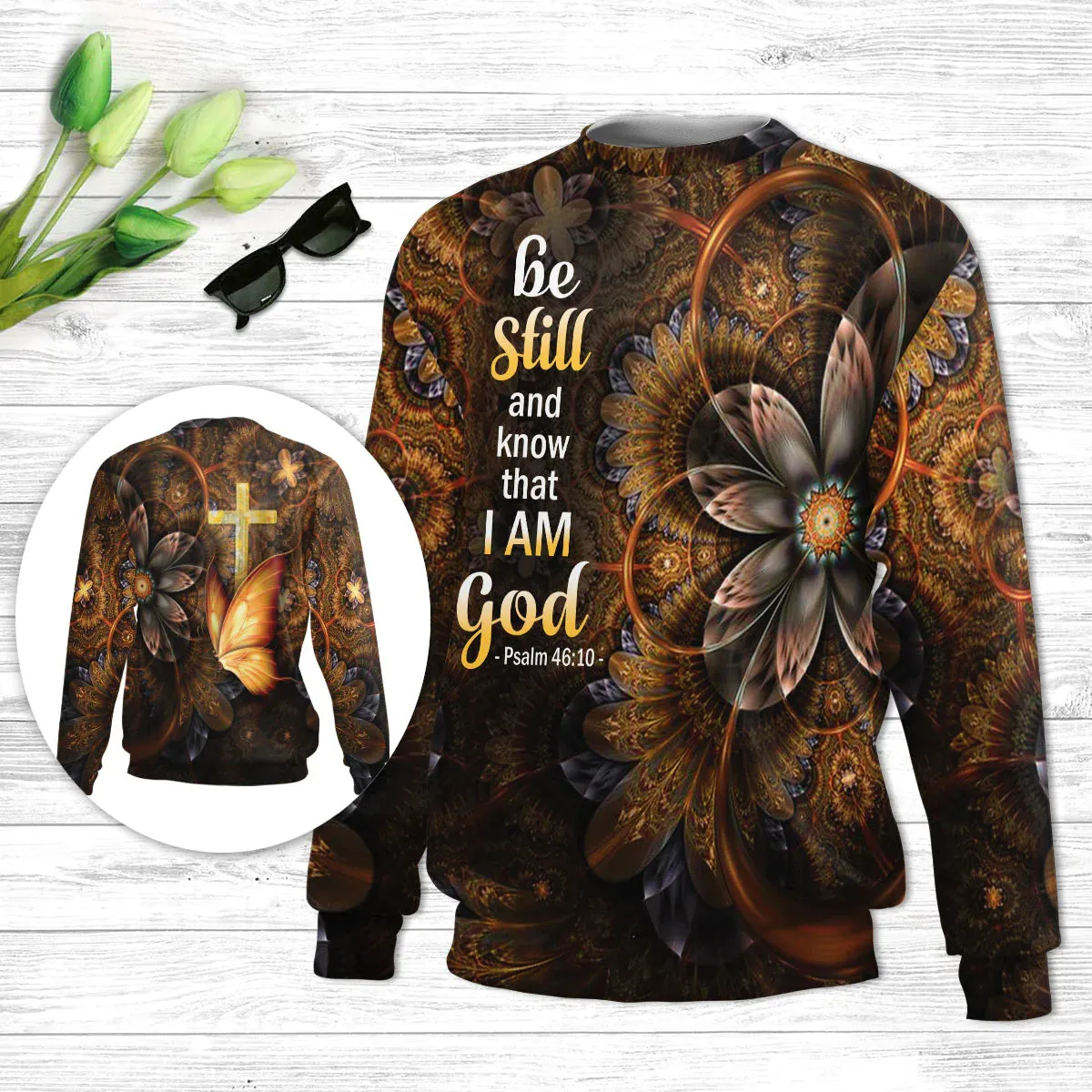 Christianartbag 3D Sweater, Be Still And Know That I Am God Psalm 46:10, Unisex Sweater, Christmas Gift.