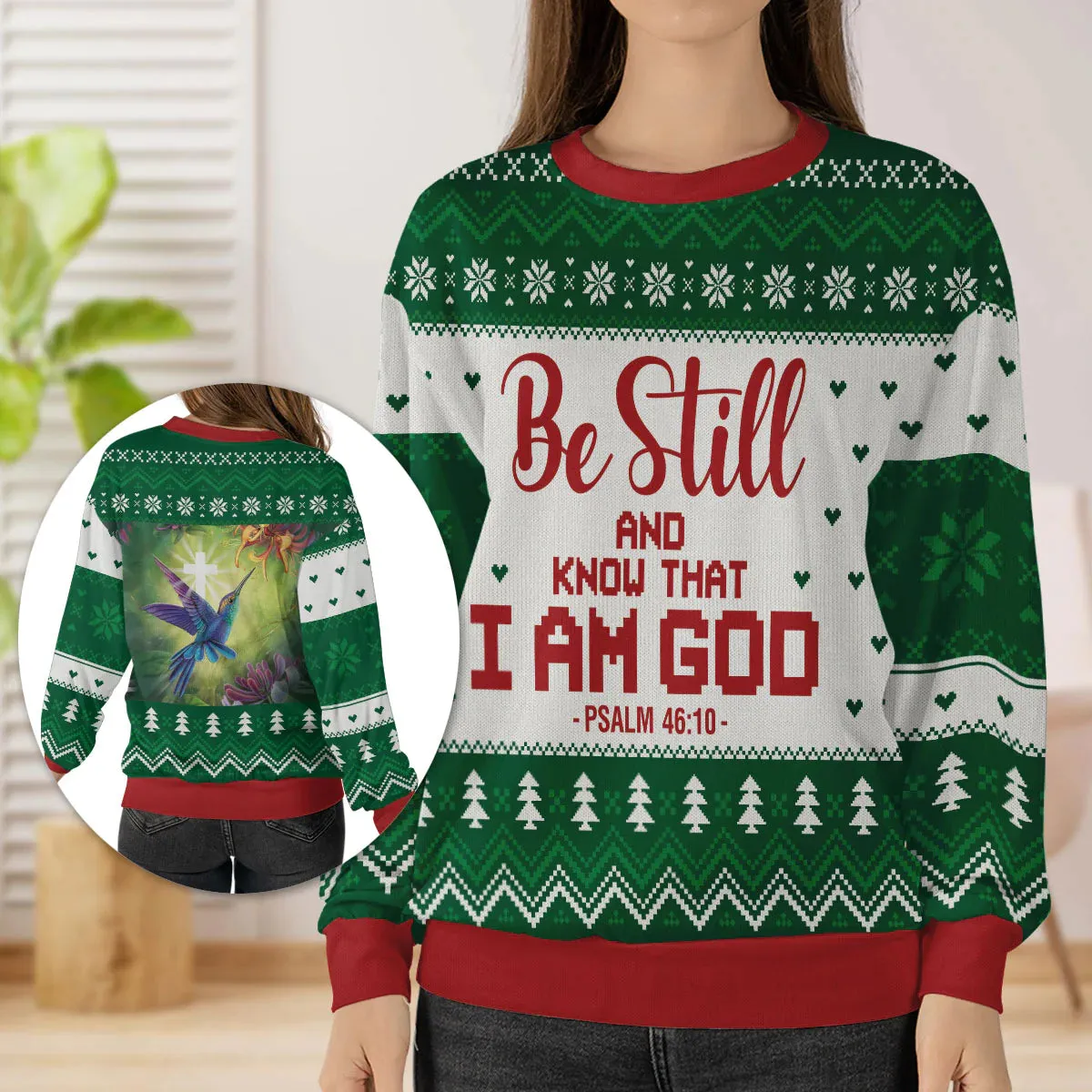 Christianartbag 3D Sweater, Be Still And Know That I Am God Psalm 46:10, Unisex Sweater, Christmas Gift.