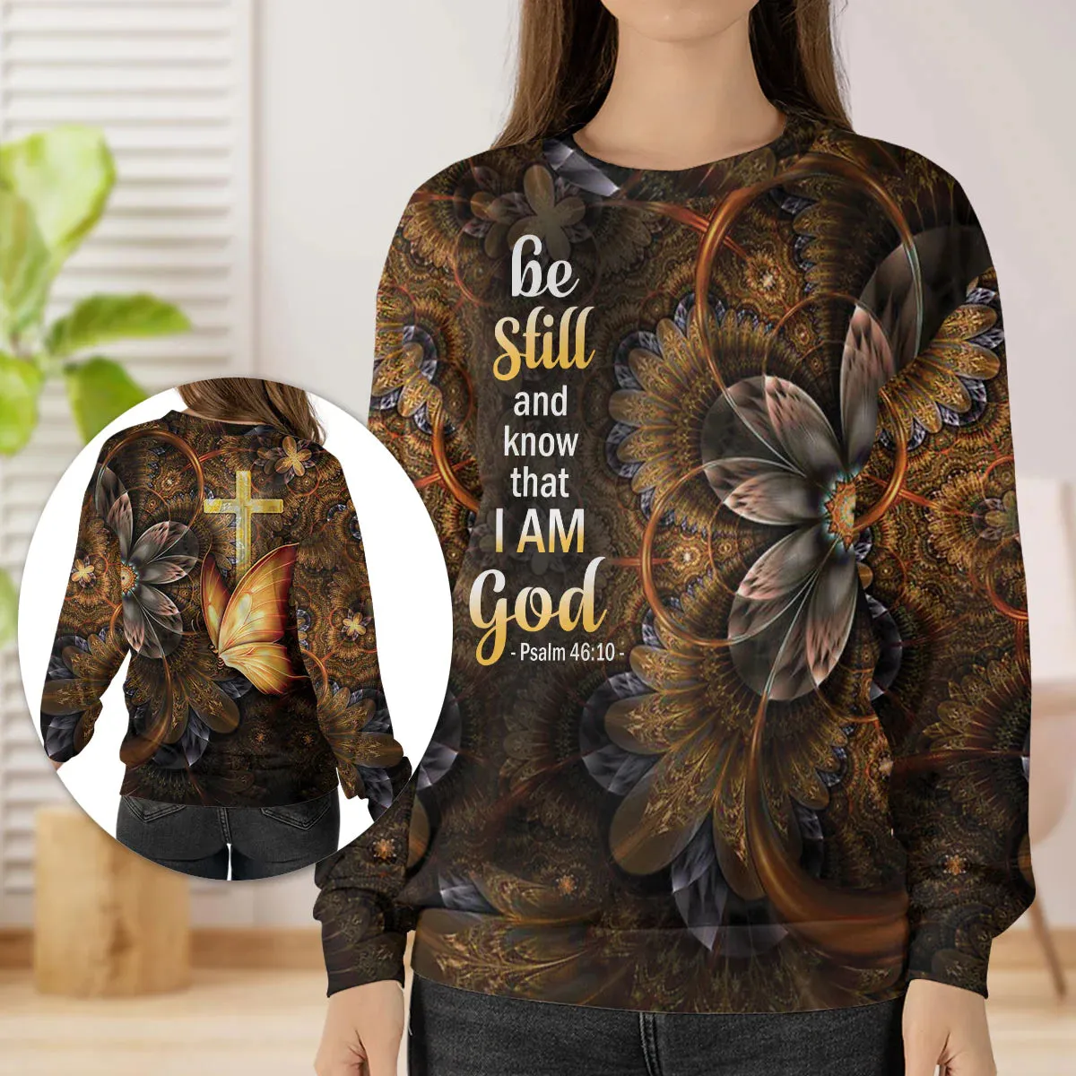 Christianartbag 3D Sweater, Be Still And Know That I Am God Psalm 46:10, Unisex Sweater, Christmas Gift.