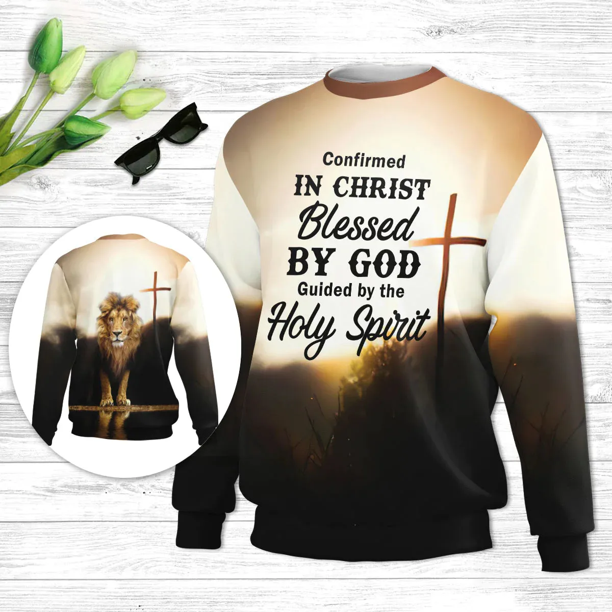 Christianartbag 3D Sweater, Confirmed In Christ Cross And Lion, Unisex Sweater, Christmas Gift.