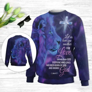 Christianartbag 3D Sweater, For Love Comes From God Lion & Cross, Unisex Sweater, Christmas Gift.