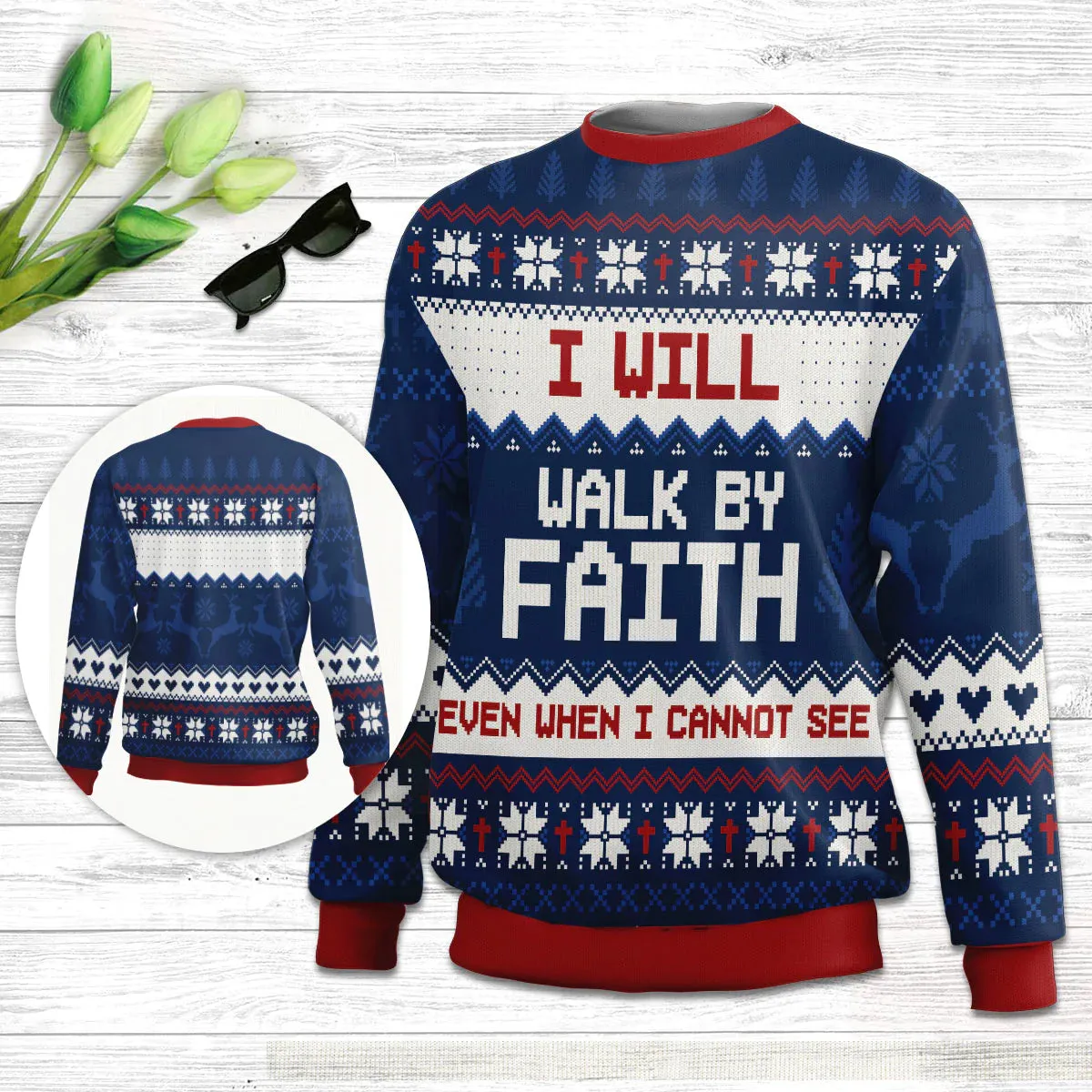 Christianartbag 3D Sweater, I Will Walk By Faith Even When Cannot See | 2 Corinthians 5:7, Unisex Sweater, Christmas Gift.