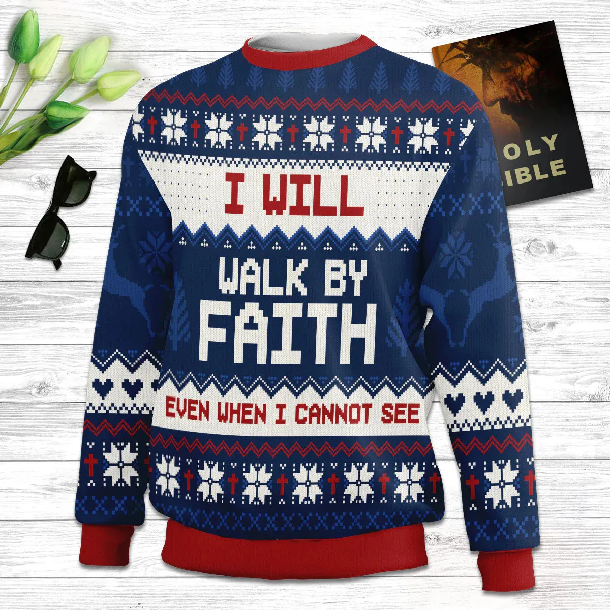 Christianartbag 3D Sweater, I Will Walk By Faith Even When Cannot See | 2 Corinthians 5:7, Unisex Sweater, Christmas Gift.