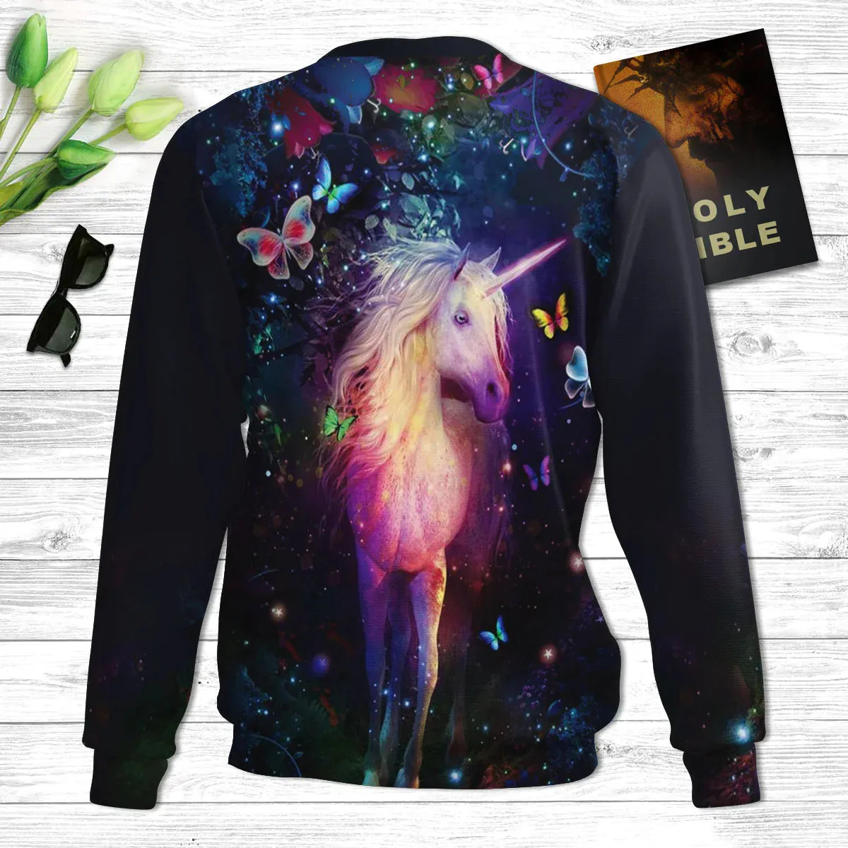 Christianartbag 3D Sweater, Unicorn And Butterfly God Calls You Beautiful, Unisex Sweater, Christmas Gift.