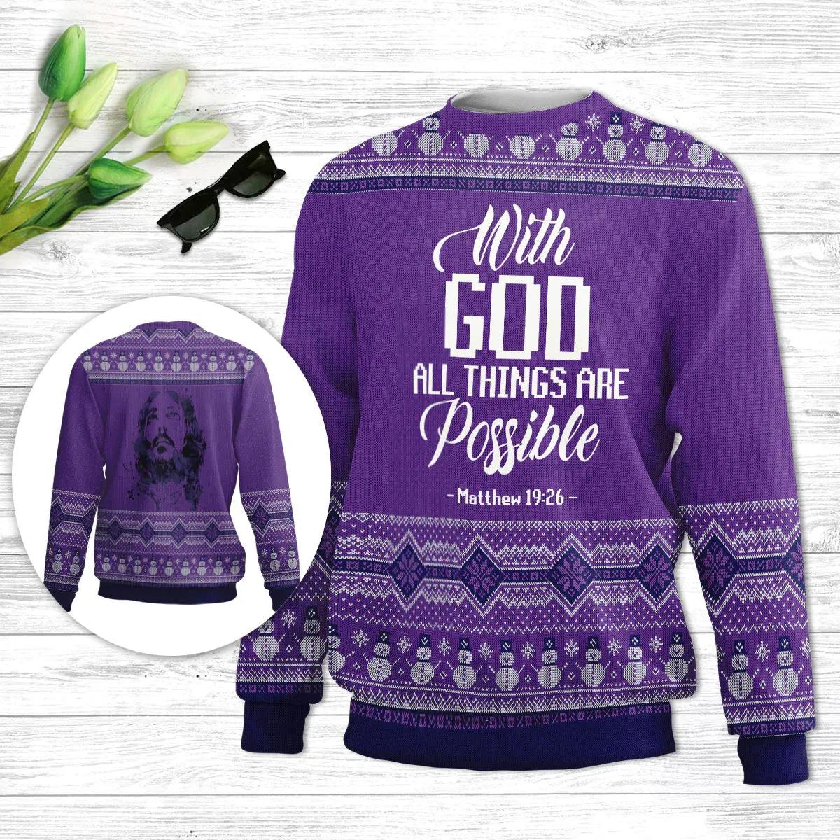 Christianartbag 3D Sweater, With God All Things Are Possible, Unisex Sweater, Christmas Gift.
