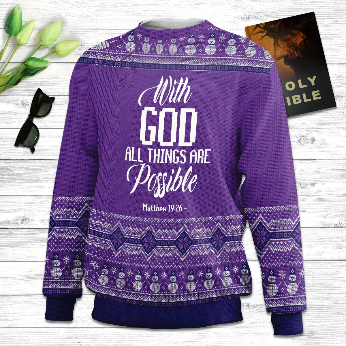 Christianartbag 3D Sweater, With God All Things Are Possible, Unisex Sweater, Christmas Gift.