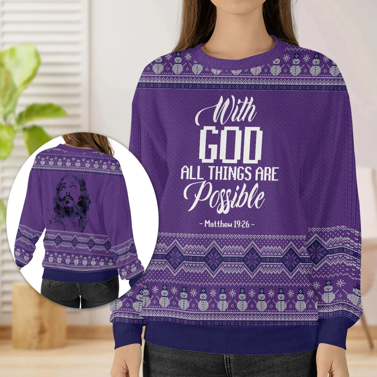 Christianartbag 3D Sweater, With God All Things Are Possible, Unisex Sweater, Christmas Gift.