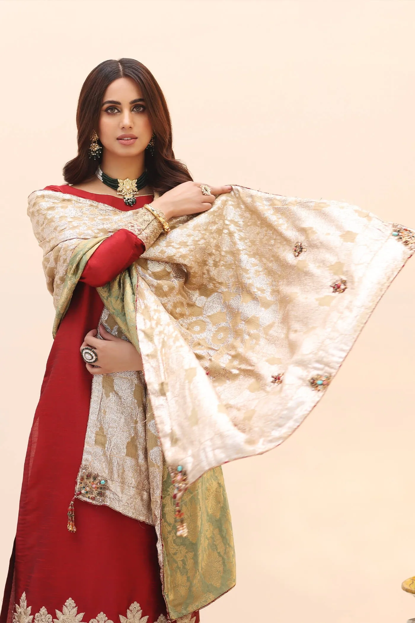 Classic Rose Red Embroidered Pakistani Salwar Kameez Dupatta Suit