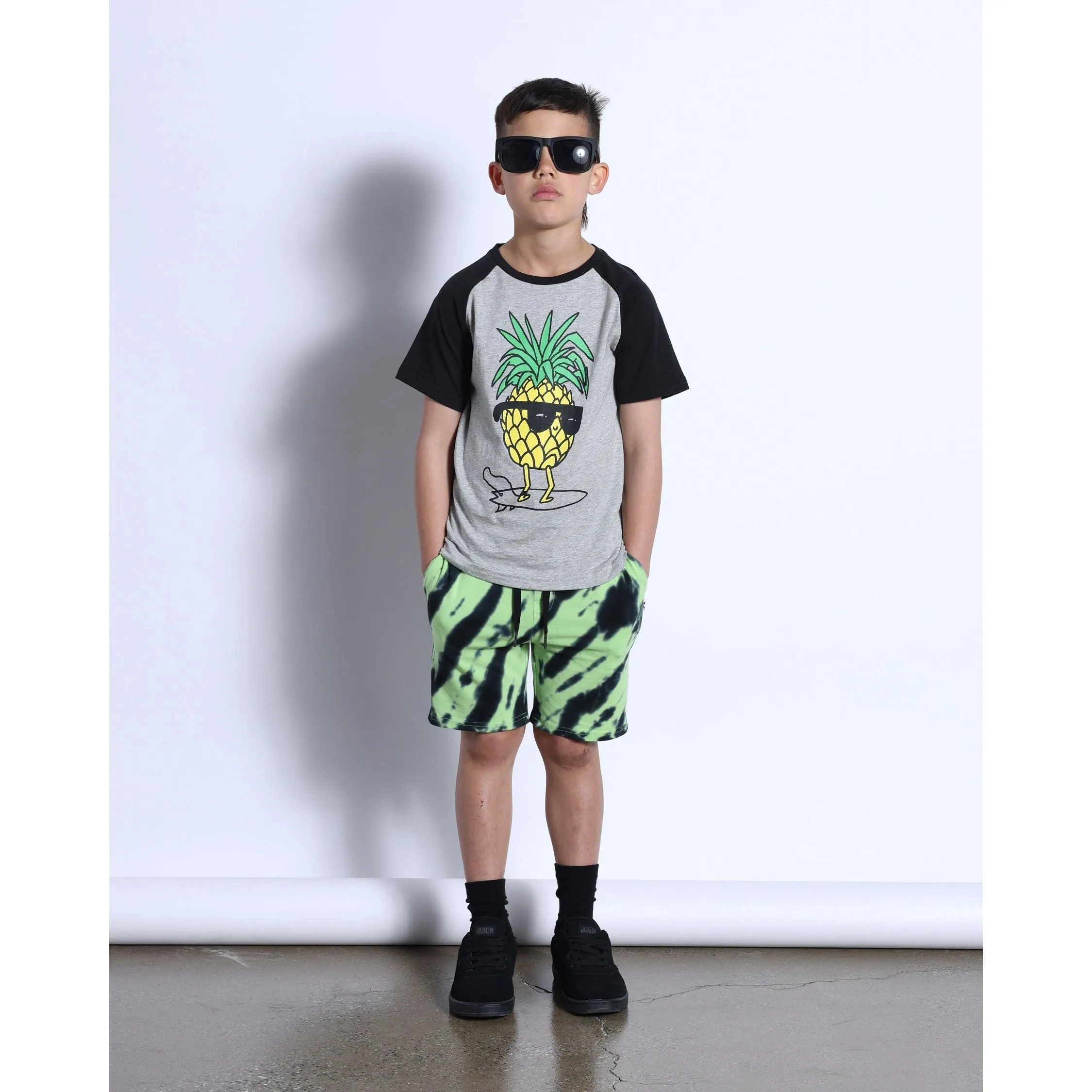 Cool Pineapple Tee- Grey Marle/Black