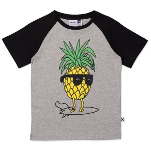 Cool Pineapple Tee- Grey Marle/Black