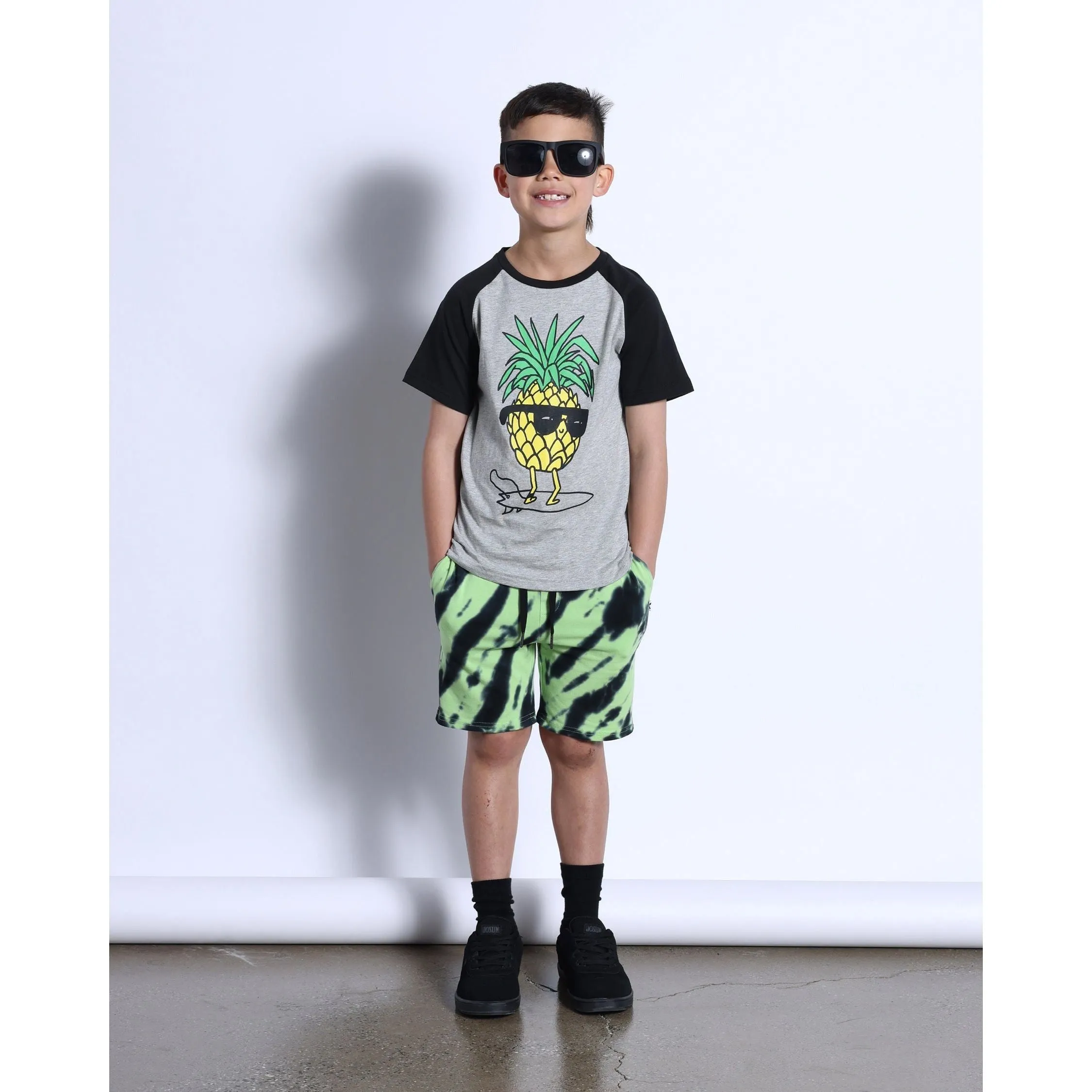 Cool Pineapple Tee- Grey Marle/Black