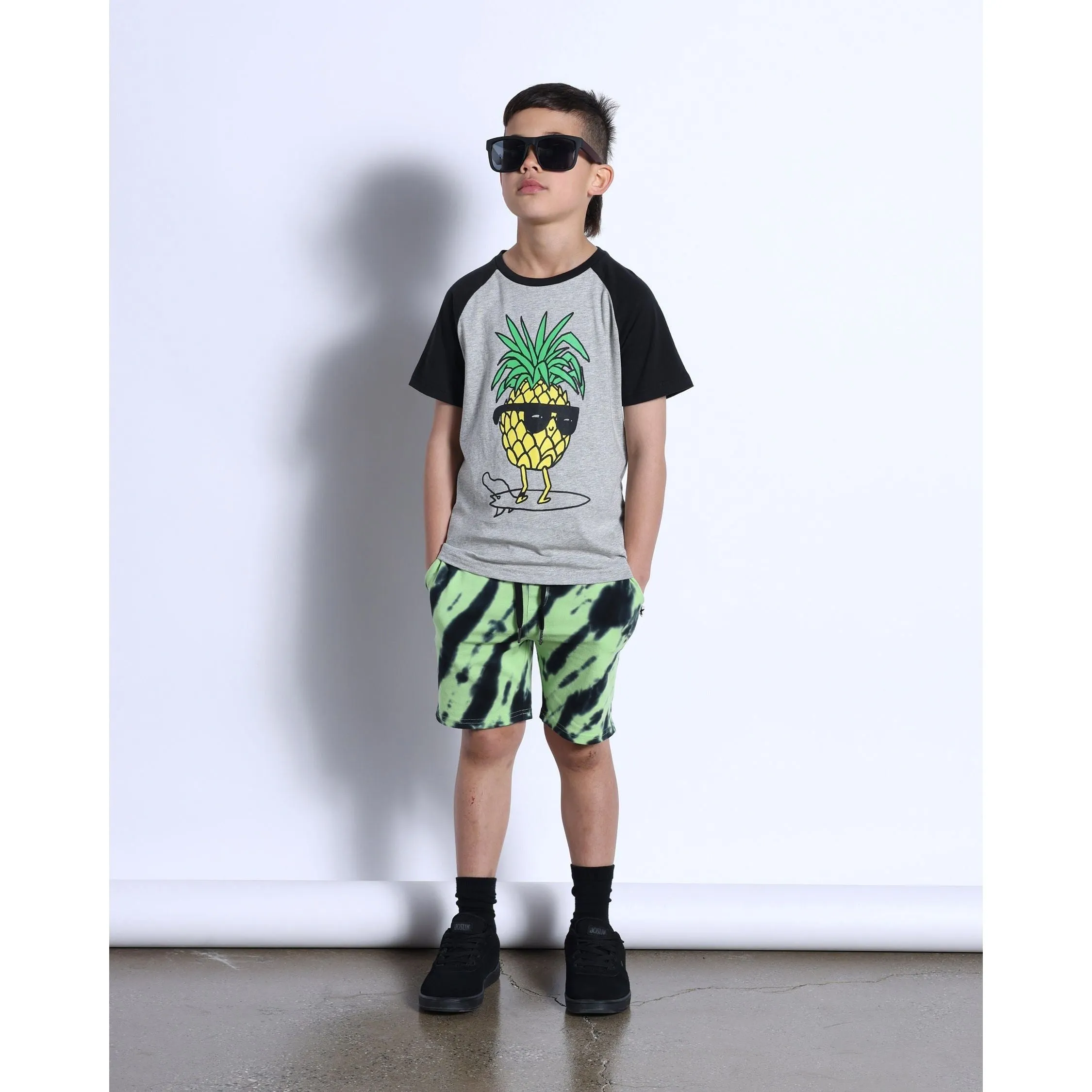 Cool Pineapple Tee- Grey Marle/Black