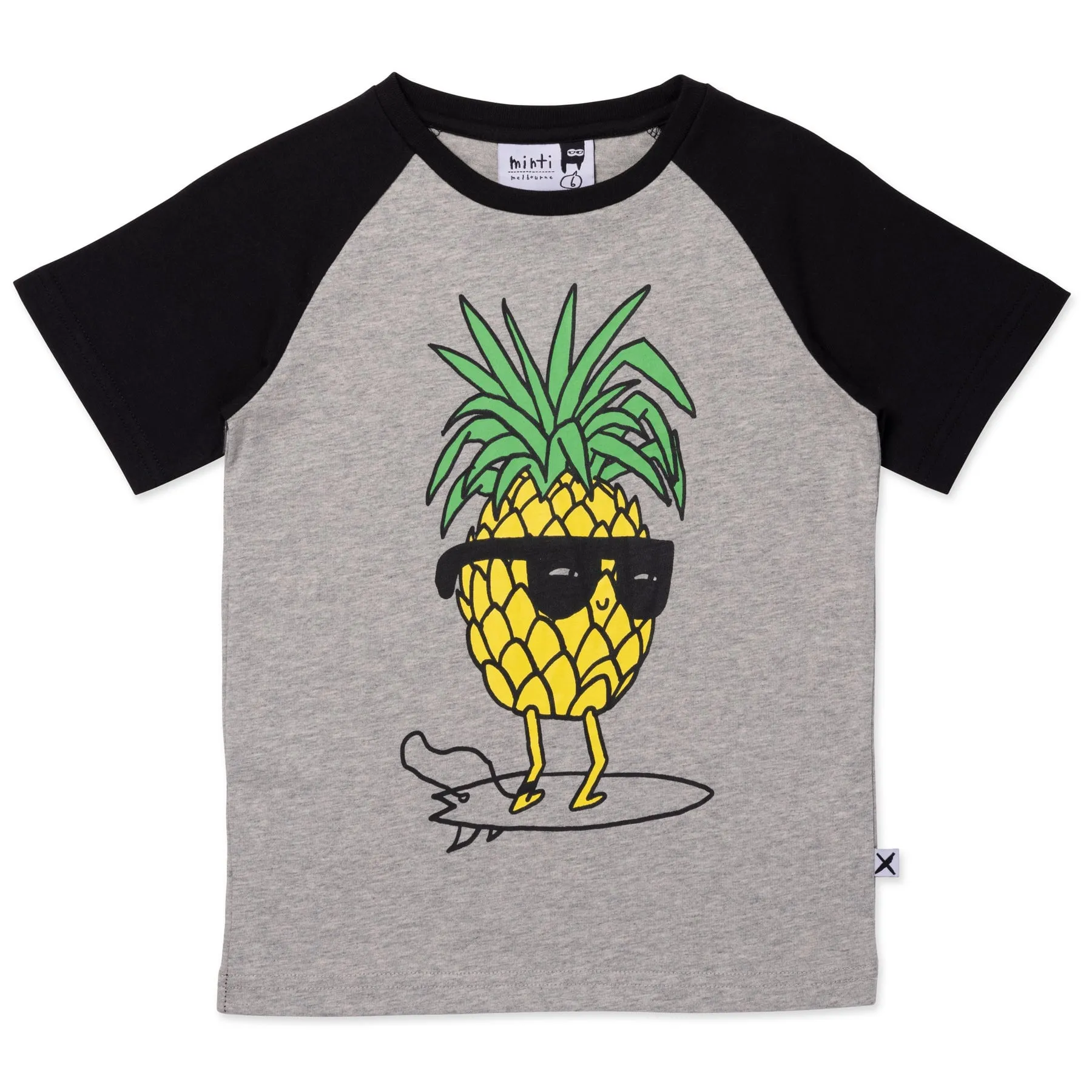 Cool Pineapple Tee- Grey Marle/Black
