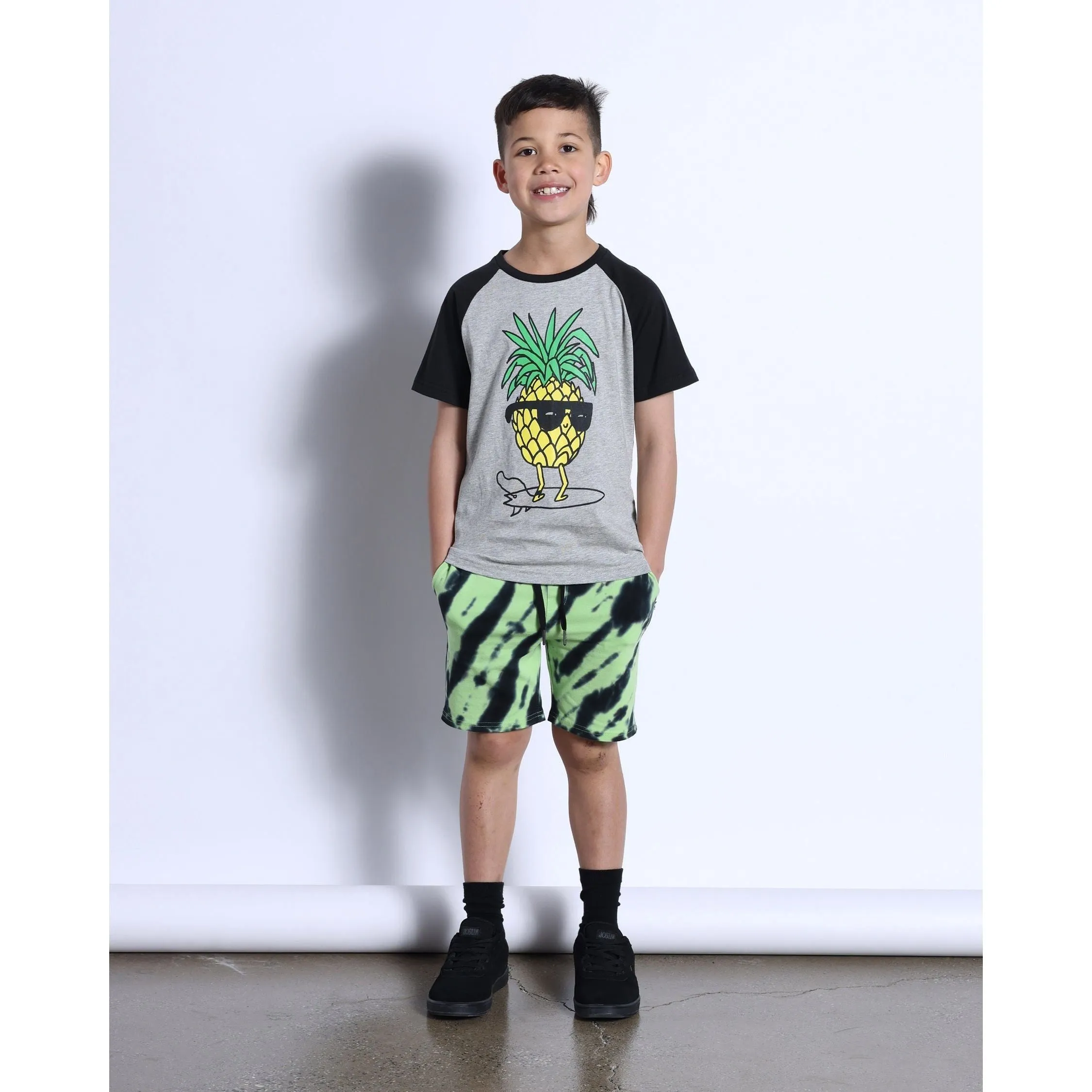 Cool Pineapple Tee- Grey Marle/Black