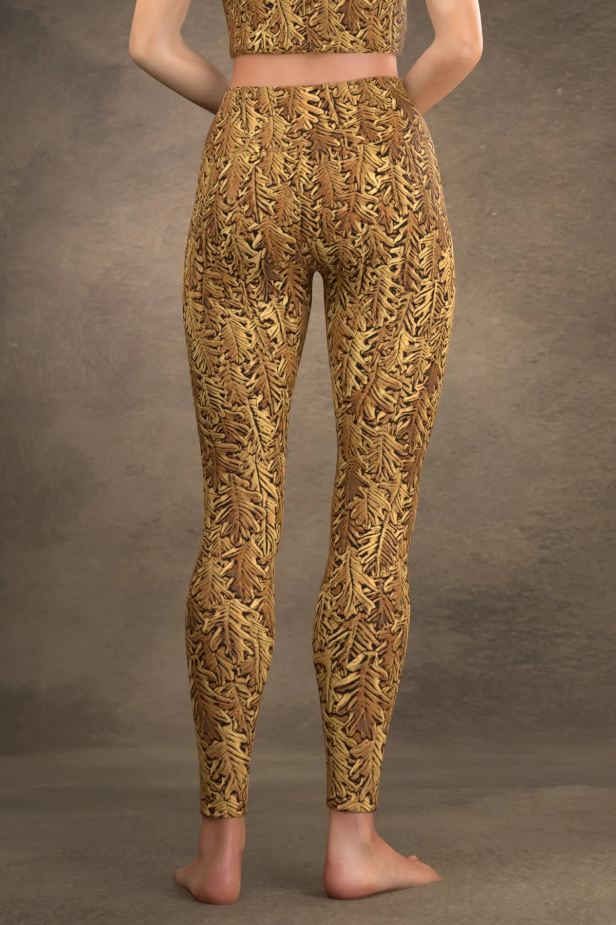 Copper Oak Leaves Yoga Leggings