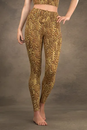 Copper Oak Leaves Yoga Leggings