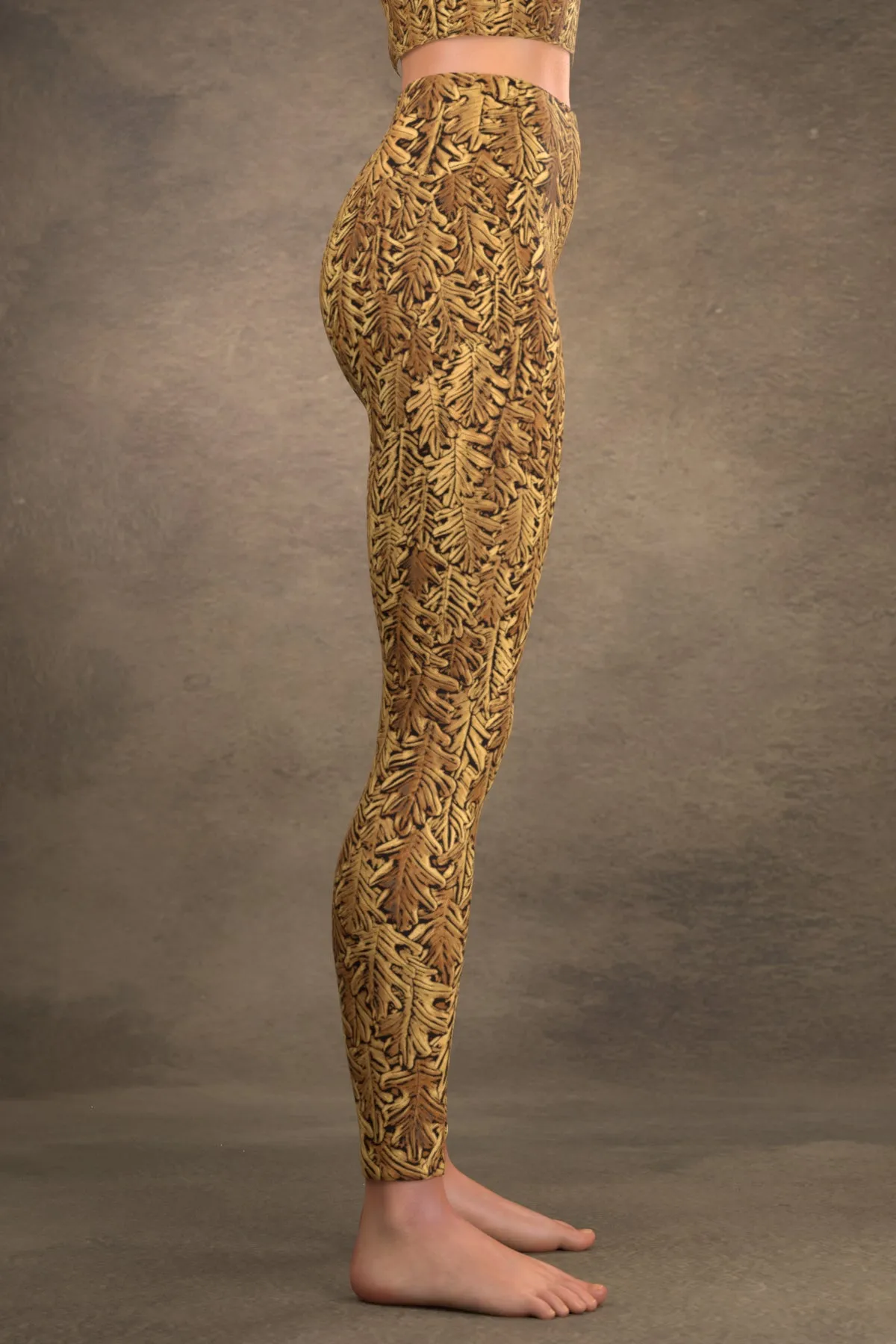 Copper Oak Leaves Yoga Leggings