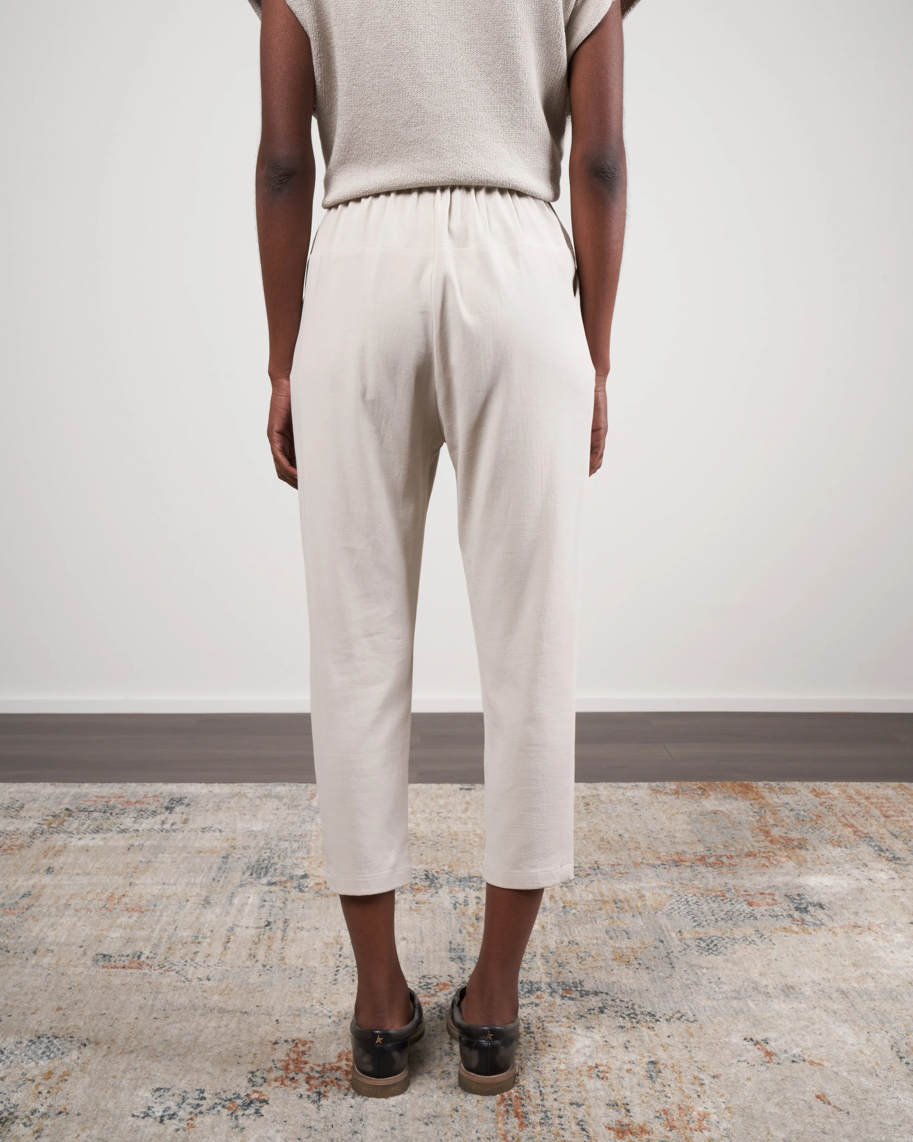 cotton narrow tuck pants - antique white 04
