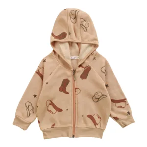 Cozii- HOODED ZIP UP COWBOY (beige