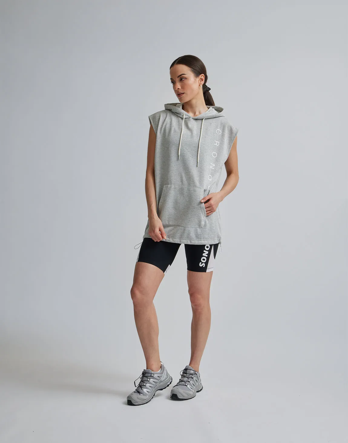 CRONOS WOMEN SPORTS MESH SHORT LEGGINGS【BLACK×WHITE】