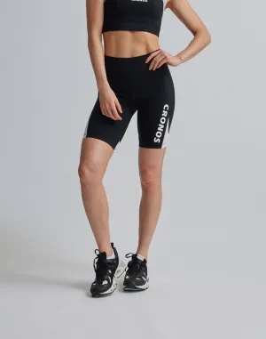 CRONOS WOMEN SPORTS MESH SHORT LEGGINGS【BLACK×WHITE】