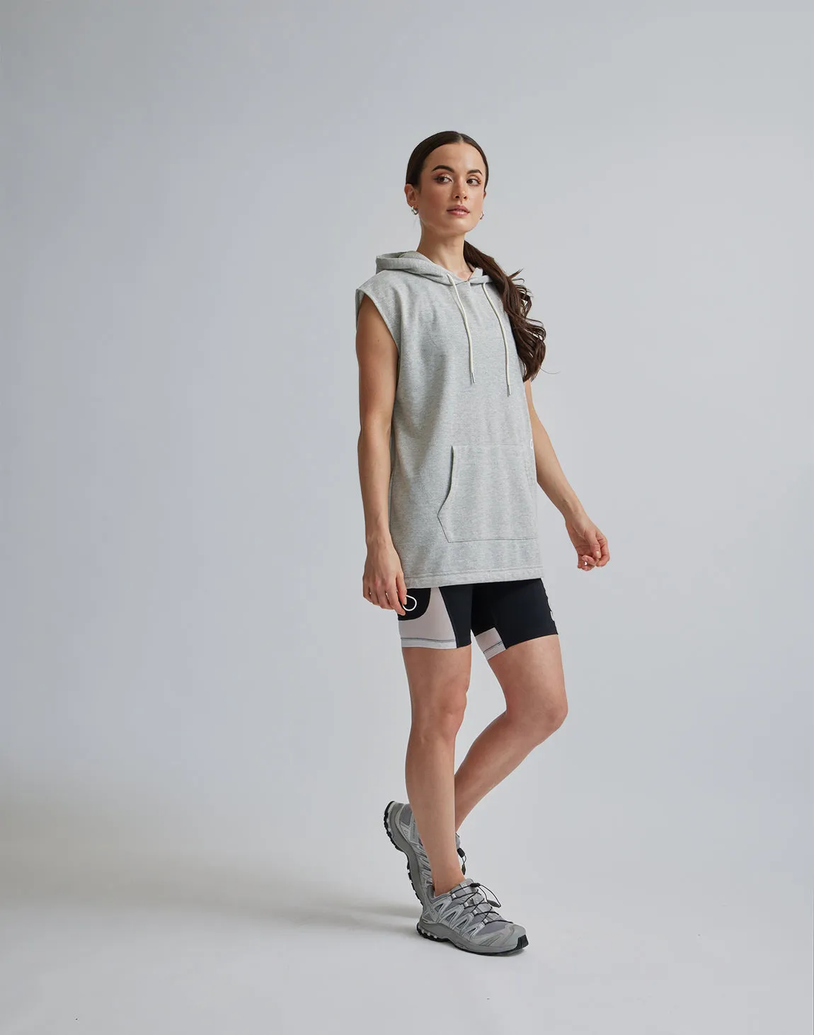 CRONOS WOMEN SPORTS MESH SHORT LEGGINGS【BLACK×WHITE】